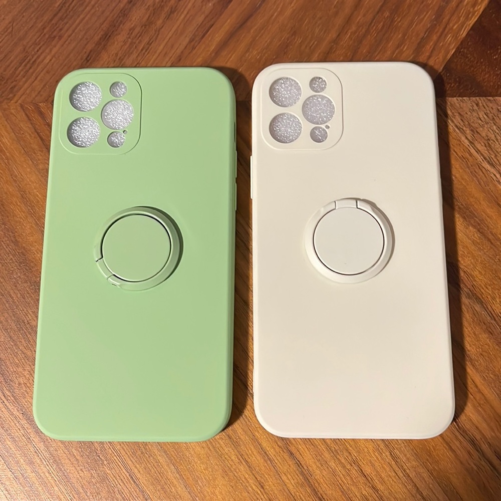 IPhone 12 Pro bundle Matcha & Crème with magnet ring holder stand